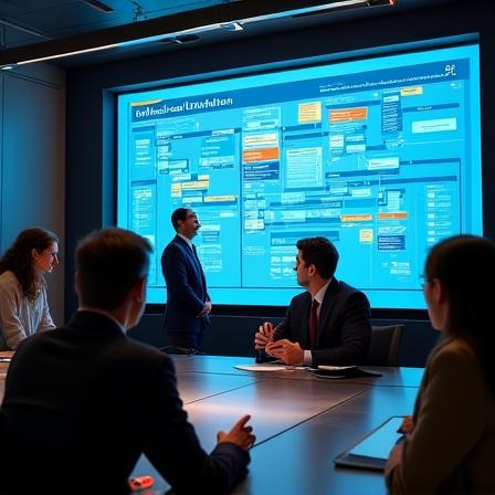 Reunión de planificación estratégica con gráficos